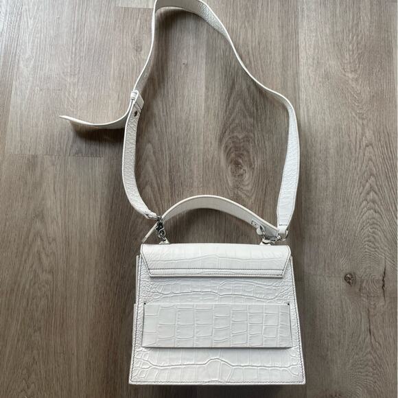 salar gigi white croc embossed leather crossbody shoulder bag purse handbag - Picture 2 of 8